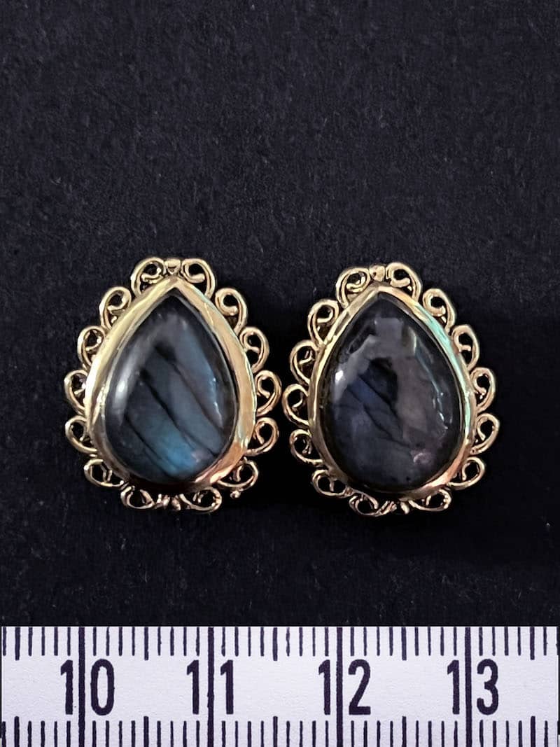 2 Pierres gouttes serties de laiton de 20 mm - Image 4