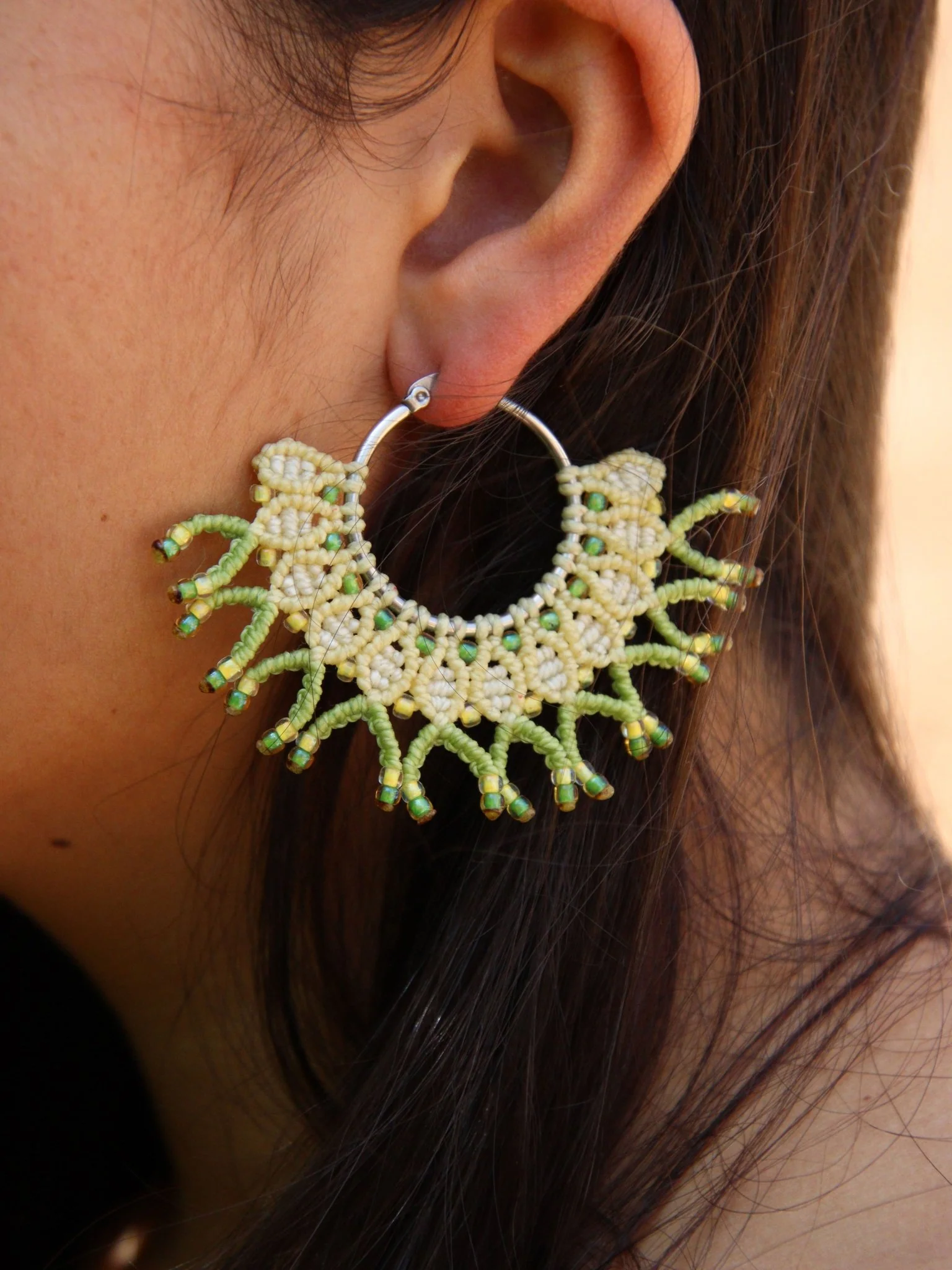 Boucles d'oreilles Margarita vertes et jaunes