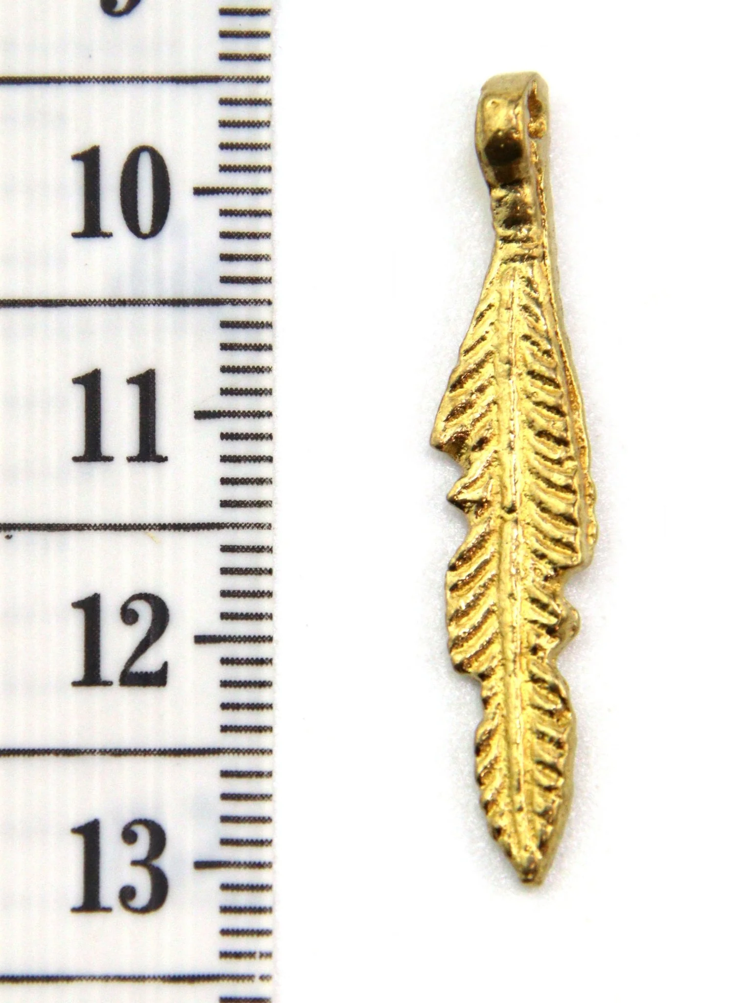 Charm grande fine feuille indien laiton 37 mm - Image 2