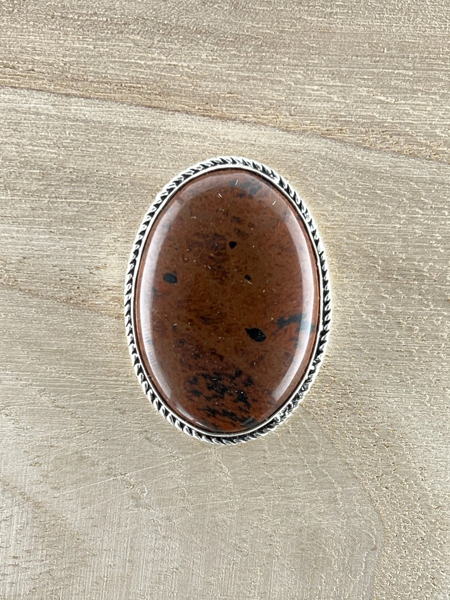Obsidienne Mahogany sertie argenté n°A2 (3,9cm x 2,8cm)