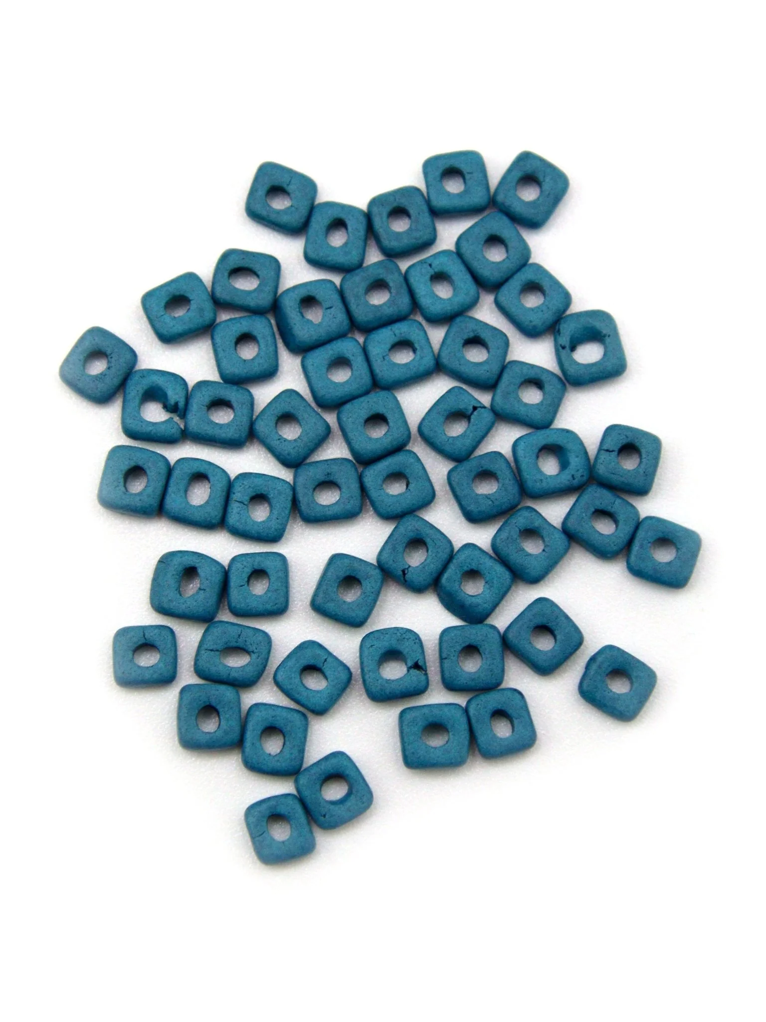 Perles plates en céramique - Bleu foncé