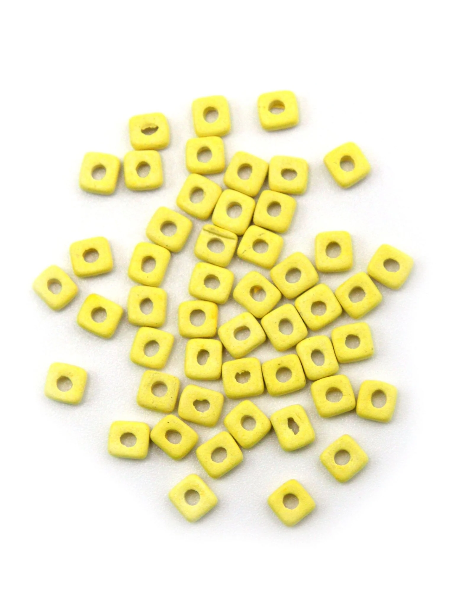 Perles plates en céramique - Jaune