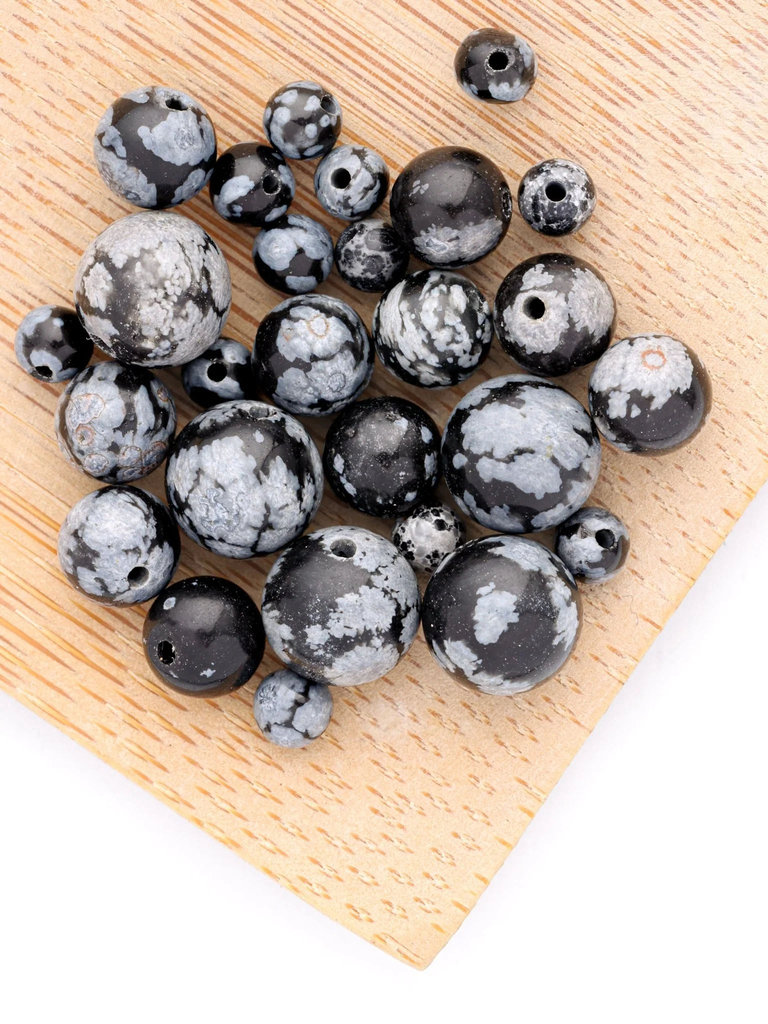 Perles d'Obsidienne Flocon de Neige - Image 2