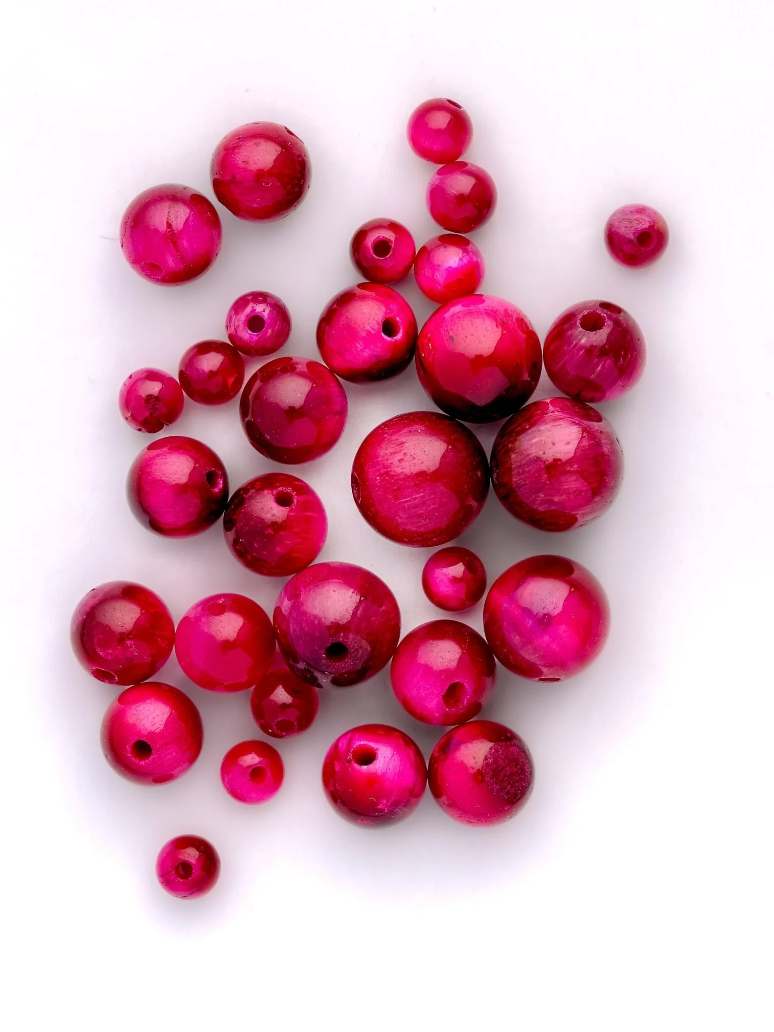 Perles d'Oeil de tigre teintées rose