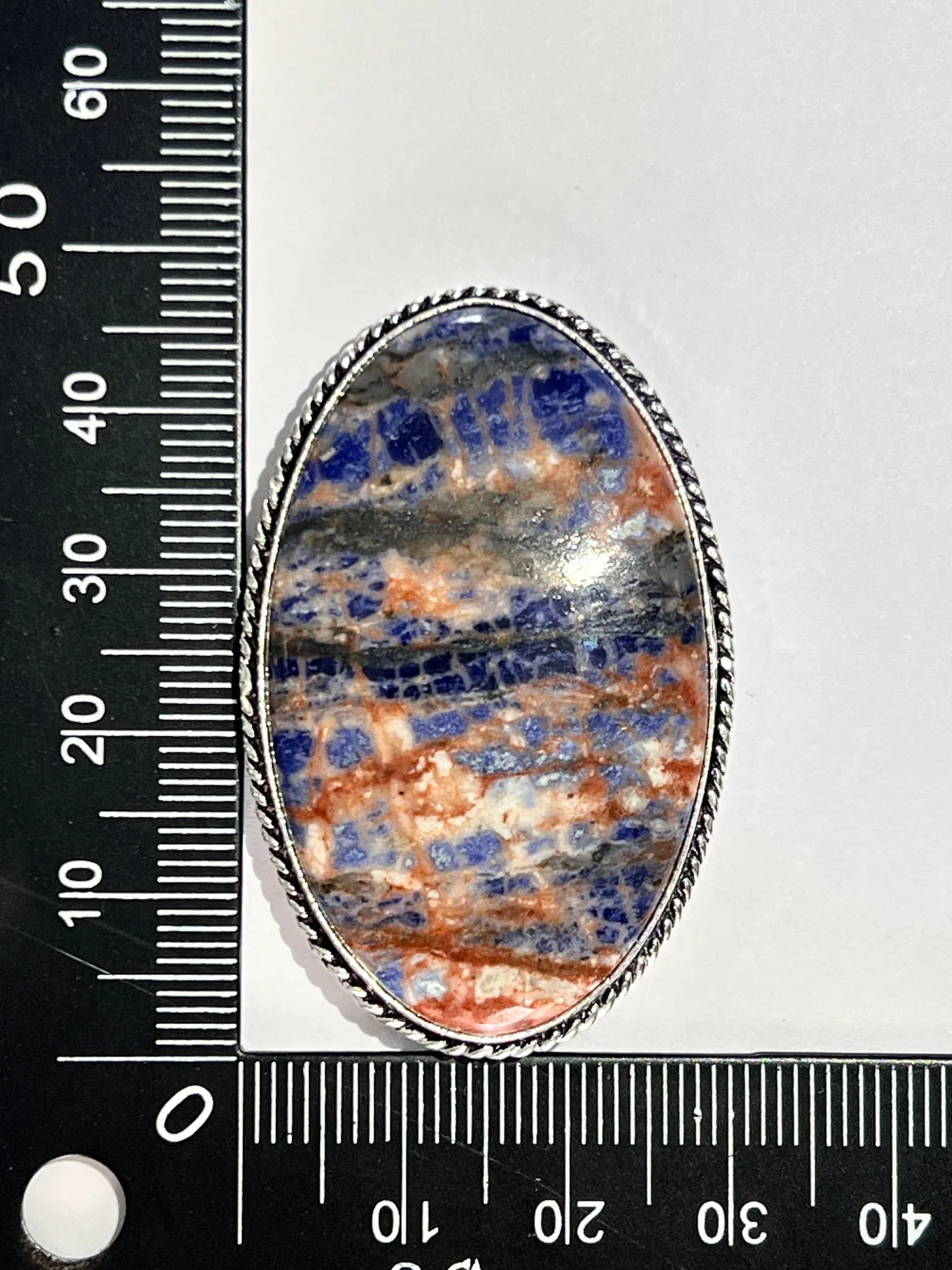 Sodalite sertie argenté n°A5 (3,7cm x 3cm)