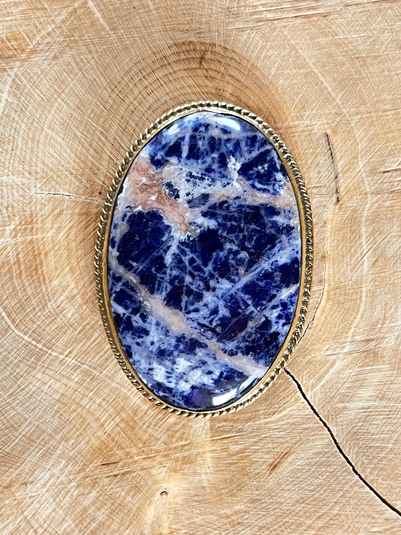 Sodalite sertie doré n°D4 (4,3cm x 3cm)